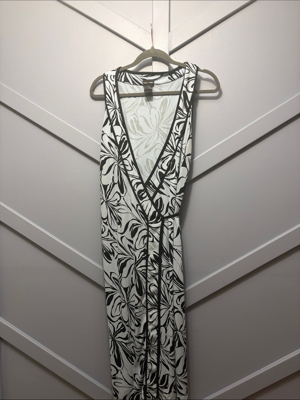 Max & Cleo Black and White Floral Wrap Maxi Dress